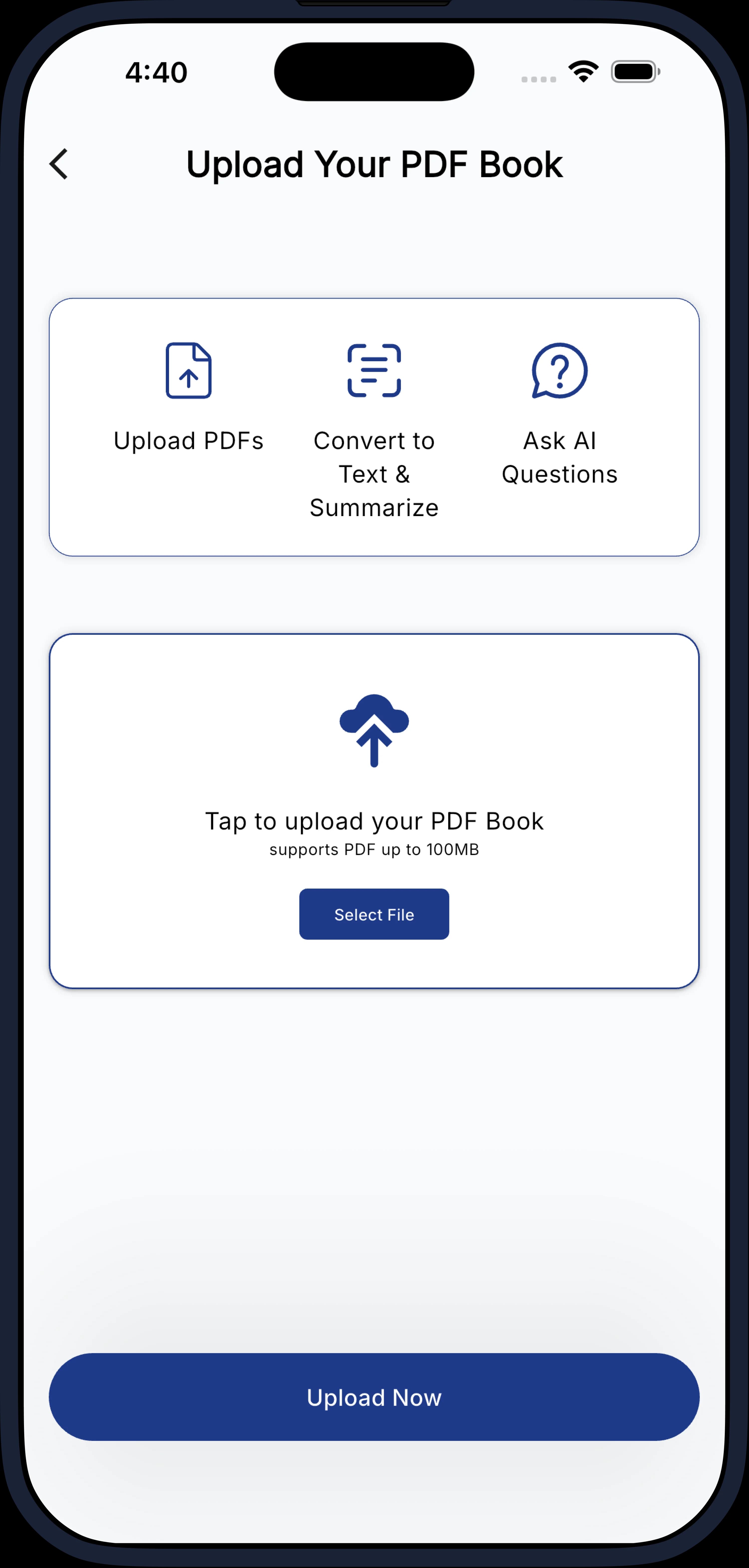 Summio app screen 1