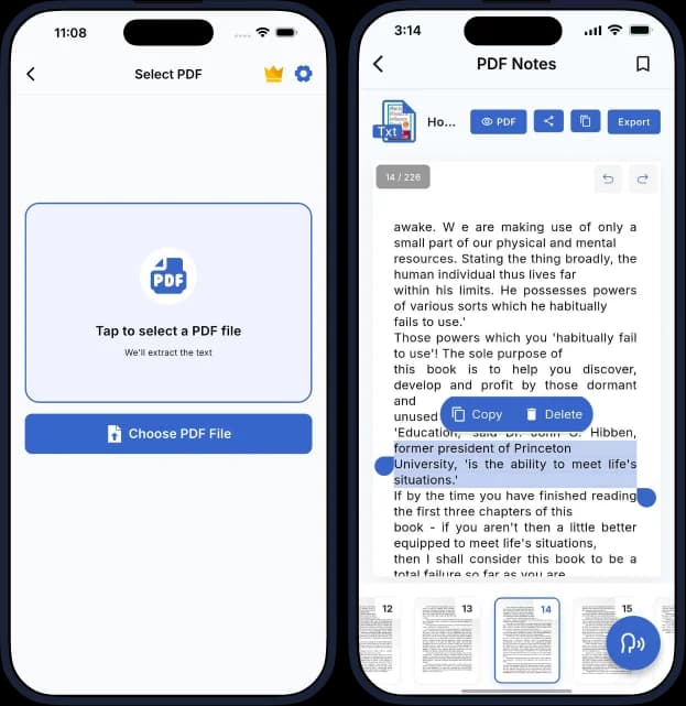 Textify PDF app experience